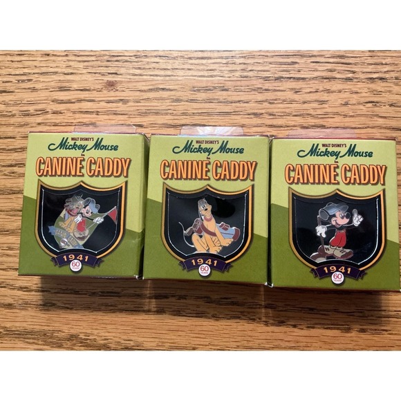 Disney Jewelry - Disney Mickey Mouse Canine Caddy 60 Years 1941 Enamel Pin Set of 3 Pluto Golf